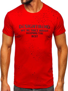 Camiseta de manga corta con impresión para hombre rojo Bolf 8T232