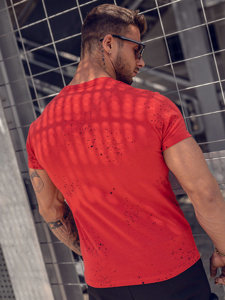 Camiseta de manga corta con impresión para hombre rojo Bolf 8T232