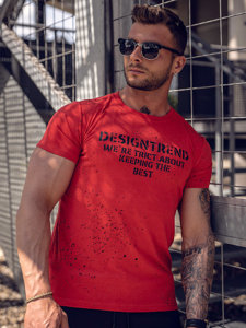 Camiseta de manga corta con impresión para hombre rojo Bolf 8T232