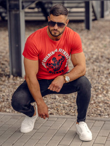 Camiseta de manga corta con impresión para hombre rojo Bolf Y70015A