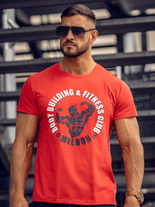 Camiseta de manga corta con impresión para hombre rojo Bolf Y70015A