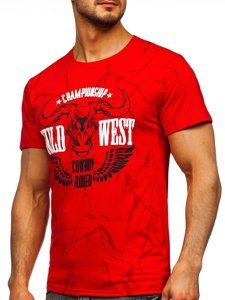 Camiseta de manga corta con impresión para hombre rojo Bolf Y70026