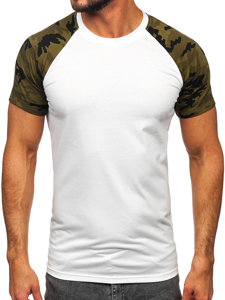 Camiseta de manga corta para hombre blanco y camuflaje Bolf 8T82