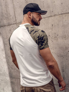 Camiseta de manga corta para hombre blanco y camuflaje Bolf 8T82A