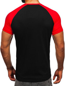 Camiseta de manga corta para hombre negro y rojo Bolf 8T82