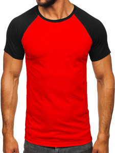 Camiseta de manga corta para hombre rojo y negro Bolf 8T82