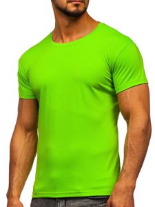 Camiseta de manga corta sin estampado para hombre verde claro Bolf 2005