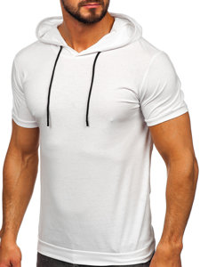 Camiseta de manga corta sin impresión con capucha para hombre blanco Bolf 8T955