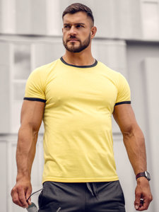 Camiseta de manga corta sin impresión para hombre amarillo Bolf 8T83A