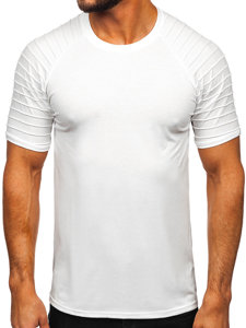 Camiseta de manga corta sin impresión para hombre blanco Bolf 8T88