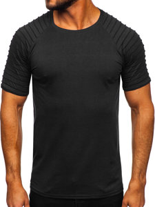 Camiseta de manga corta sin impresión para hombre negro Bolf 8T88