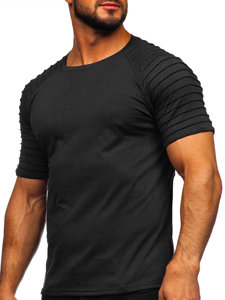 Camiseta de manga corta sin impresión para hombre negro Bolf 8T88