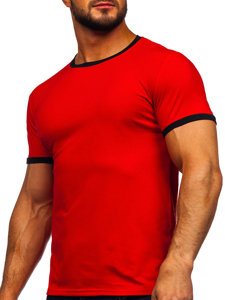 Camiseta de manga corta sin impresión para hombre rojo Bolf 8T83