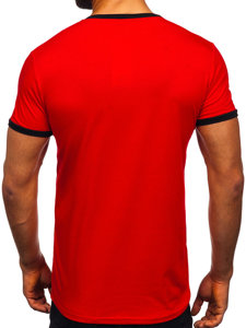 Camiseta de manga corta sin impresión para hombre rojo Bolf 8T83