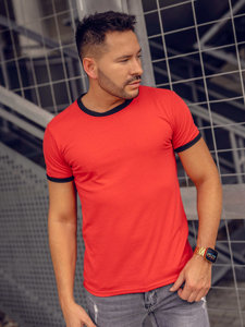 Camiseta de manga corta sin impresión para hombre rojo Bolf 8T83A