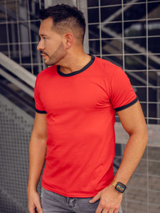 Camiseta de manga corta sin impresión para hombre rojo Bolf 8T83A