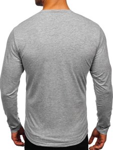 Camiseta de manga larga con escote de pico sin impresión para hombre gris Bolf 172008