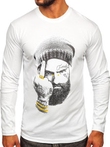 Camiseta de manga larga con impresión para hombre blanco Bolf 146742