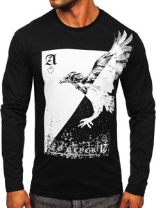 Camiseta de manga larga con impresión para hombre negro Bolf 146741