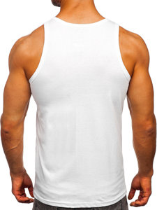 Camiseta de tirantes anchos con impresión para hombre blanco Bolf 14833