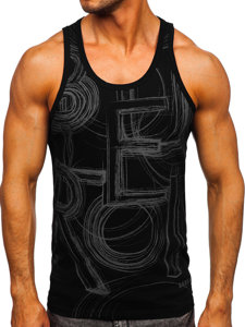 Camiseta de tirantes anchos con impresión para hombre negro Bolf 14846