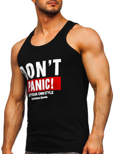 Camiseta de tirantes anchos con impresión para hombre negro Bolf 14854