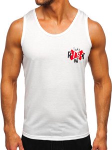 Camiseta de tirantes con estampado color blanco y rojo Denley HY818