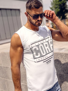 Camiseta de tirantes con impresión blanco Bolf 14806A