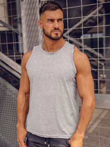 Camiseta de tirantes sin impresión para hombre gris Bolf 1205A