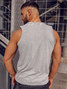 Camiseta de tirantes sin impresión para hombre gris Bolf 1205A