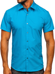 Camiseta elegante a manga corta para hombre color azul Bolf 7501