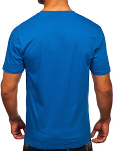 Camiseta estampada de algodón para hombre Azul Bolf MPO3452