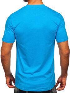 Camiseta estampada de algodón para hombre Azul Bolf MPO3504