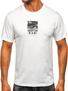 Camiseta estampada de algodón para hombre Blanco Bolf MPO3500