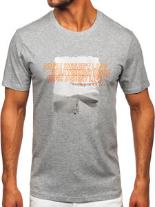 Camiseta estampada de algodón para hombre Gris Bolf MPO3465