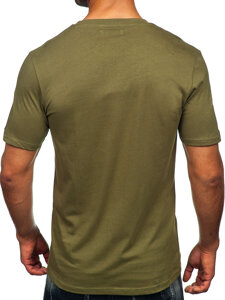 Camiseta estampada de algodón para hombre Khaki Bolf MPO3467