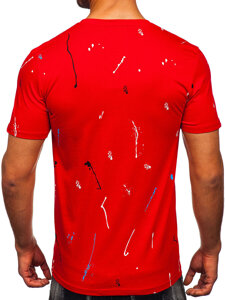 Camiseta estampada de algodón para hombre Rojo Bolf MPO3443