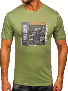 Camiseta estampada de algodón para hombre Verde Bolf MPO3475