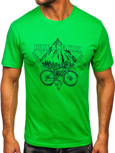 Camiseta estampada de algodón para hombre Verde Bolf MPO3557