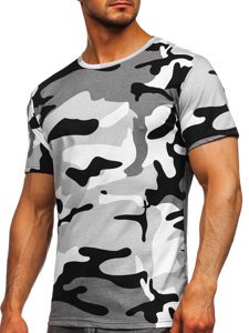 Camiseta estampada de camuflaje de algodón para hombre color gris claro Denley 14930