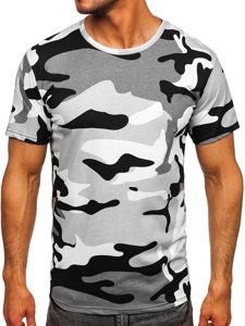 Camiseta estampada de camuflaje de algodón para hombre color gris claro Denley 14930