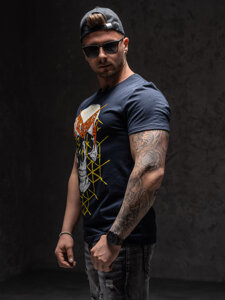 Camiseta estampada para hombre color azul oscuro Bolf Y70002