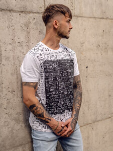 Camiseta estampada para hombre color blanco Bolf 1173