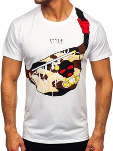 Camiseta estampada para hombre color blanco Bolf KS2371