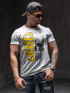 Camiseta estampada para hombre color blanco Denley Y70001