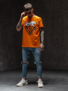 Camiseta estampada para hombre color naranja Denley Y70013