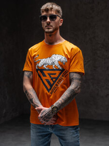 Camiseta estampada para hombre color naranja Denley Y70013