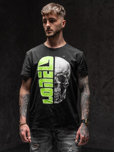 Camiseta estampada para hombre color negro Bolf Y70001