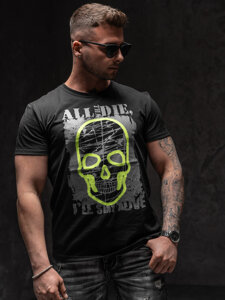 Camiseta estampada para hombre color negro Bolf Y70007