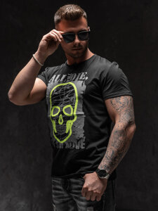 Camiseta estampada para hombre color negro Bolf Y70007